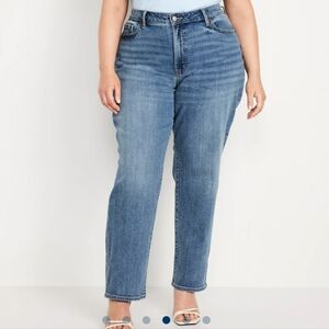 Old Navy High-Rise Straight-Leg Jeans — Medium Blue Wash